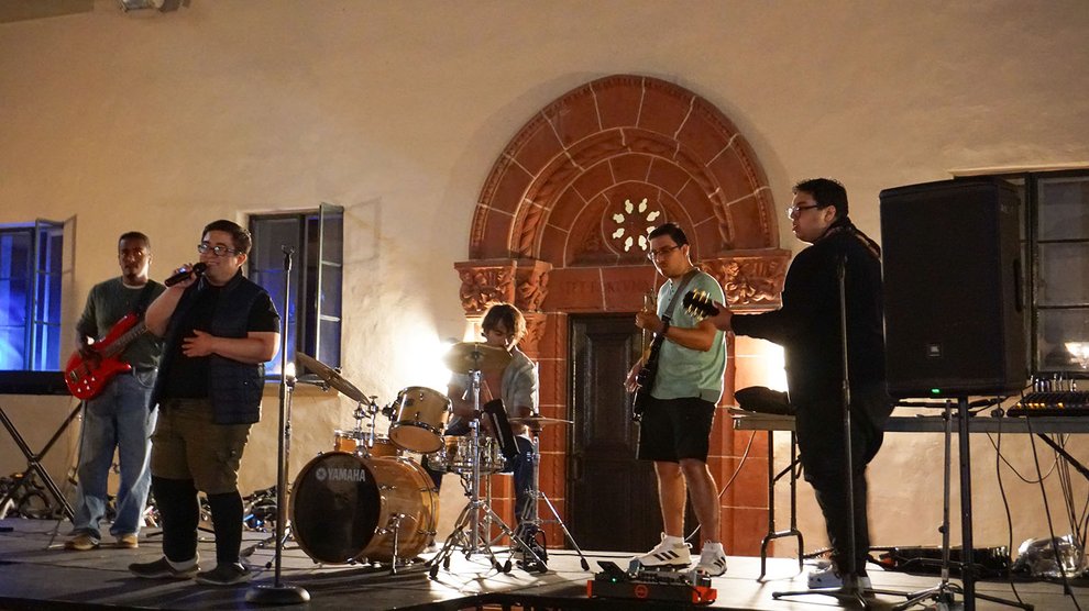 Students in a band perform at Ricketts House
