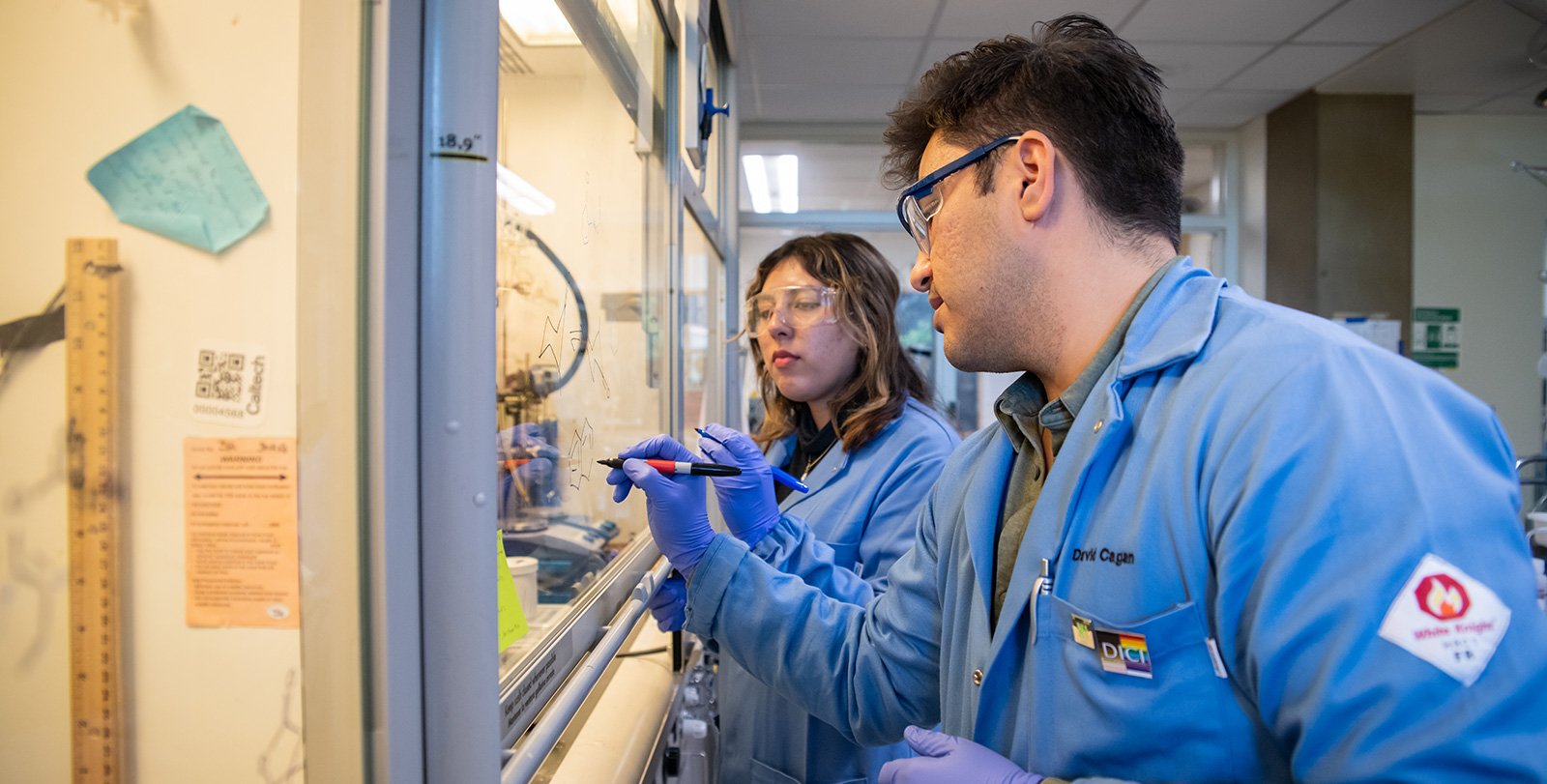 David Cagan and Rebecca Ramirez in the lab