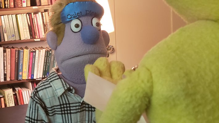 photo of Avenue Q’s Princeton and Rod in conversation