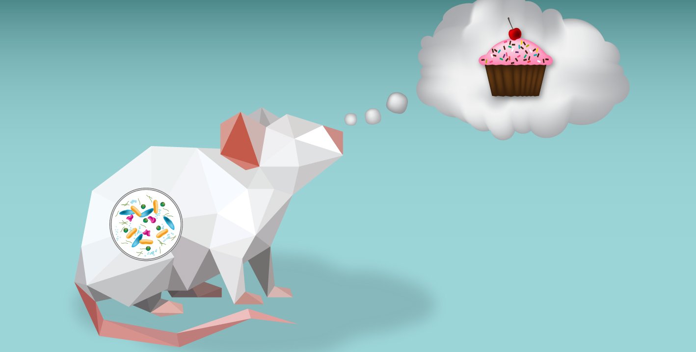 Cartoon mouse with a thought bubble of a cupcake