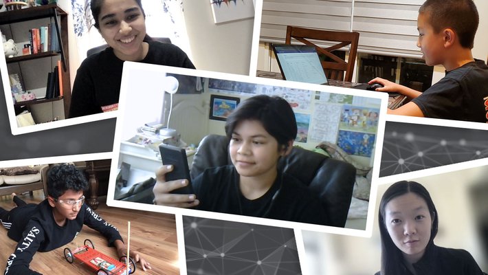 collage of Caltech volunteers and competitors in an April 2021 Science Olympiad event