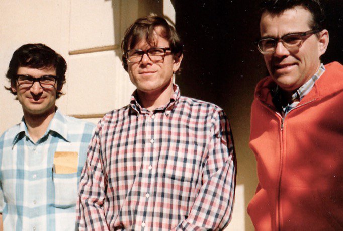Infrared pioneers Tom Soifer (left), Gerry Neugebauer (right), and Keith Matthews (BS '62), who stayed on to become a staff scientist at Caltech.