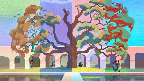 Artistic image of the campus Englemann Oak