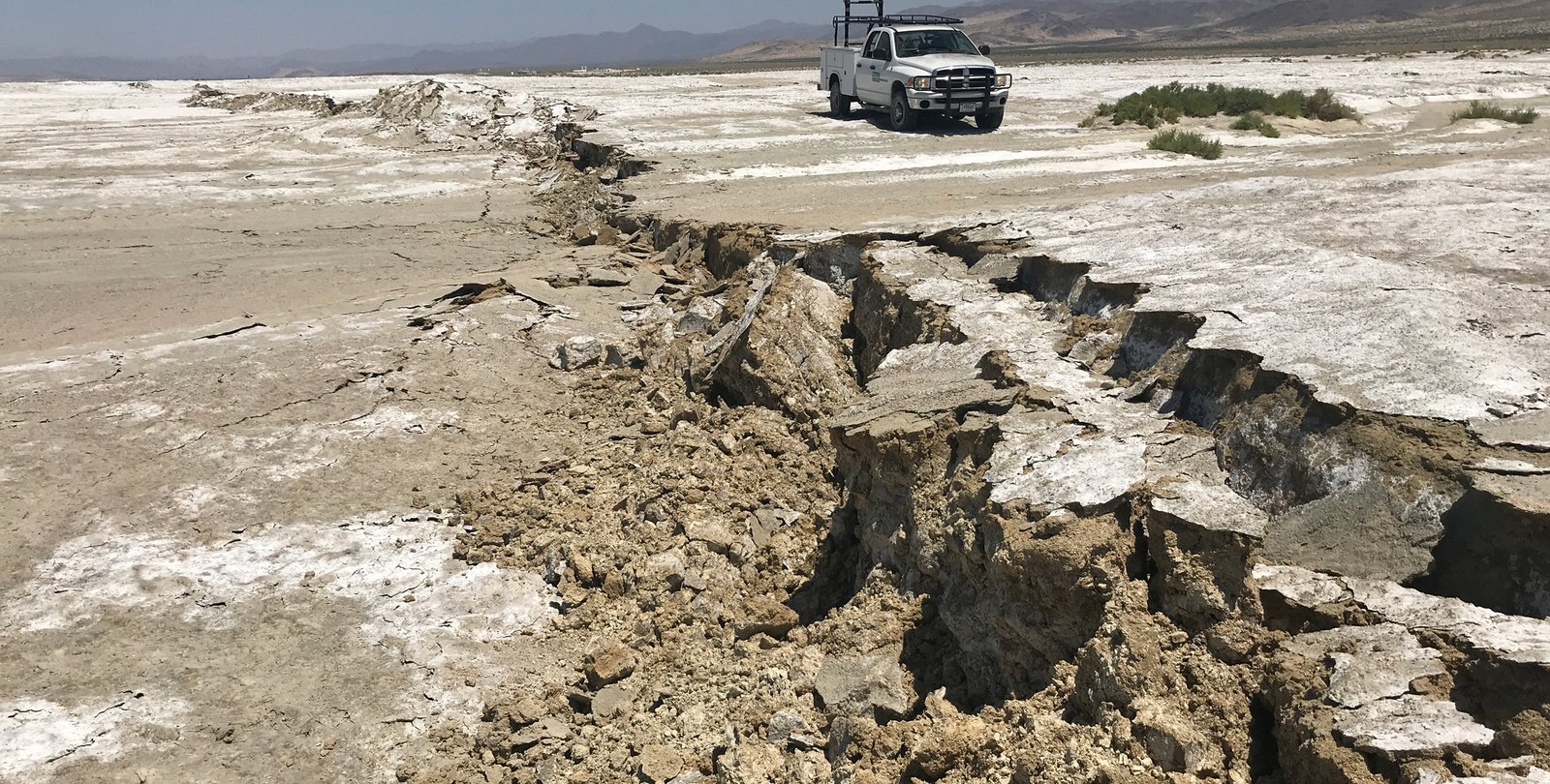 A surface rupture shows ground movement following a pair of large earthquakes that struck near Ridgecrest, CA, on July 4 and 5.