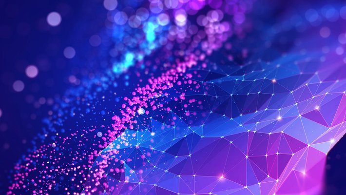 blue and purple field of lines and dots