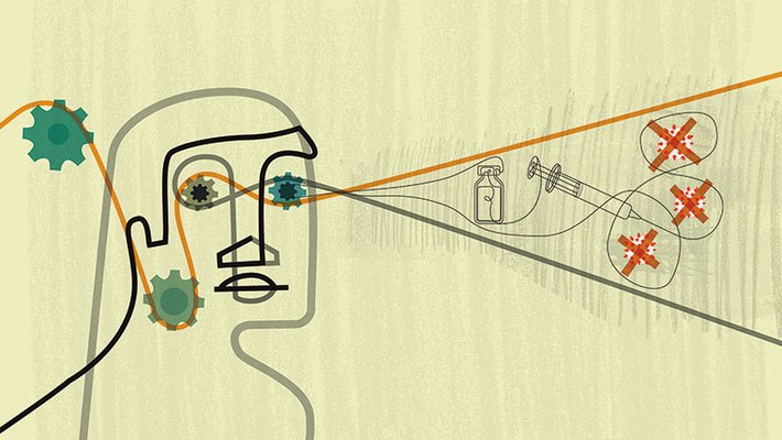 Abstract illustration of COVID-19 researcher