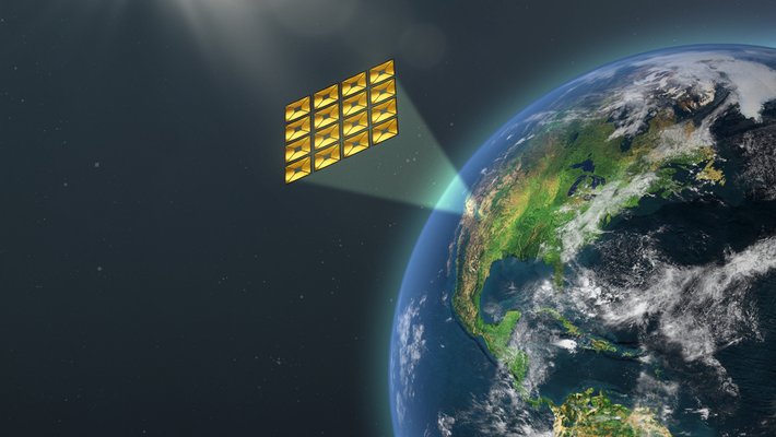 solar panels in space beaming energy to earth