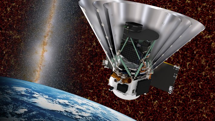 An artist's rendition of SPHEREx in space