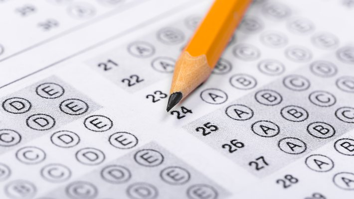 standardized test form and pencil