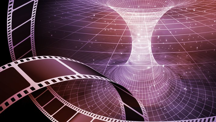 purple filtered image of wormhole and film strip