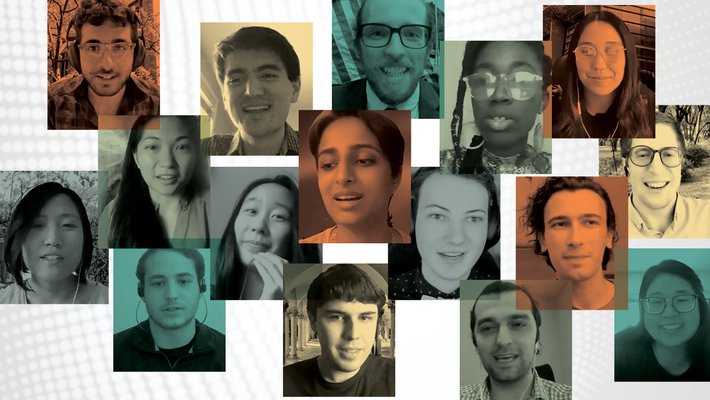 A collage of student award winner portraits
