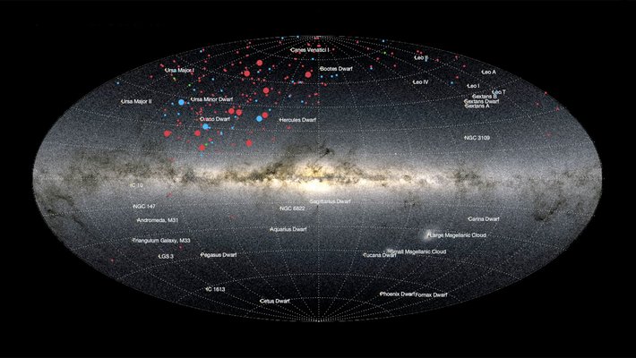 Map projection showing night sky with dots for supernova detections.