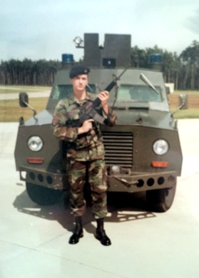 This photo of Timothy J. Winiecki, property services assistant with Property Services, was taken during his service in the Royal Air Force in Bentwaters, England; he served in the 81st Security Police Squadron from 1985 to 1988.