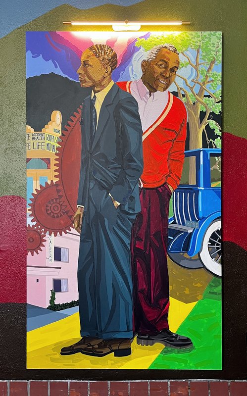 The portrait of Grant D. Venerable on the wall inside the entrance to Venerable House at Caltech.