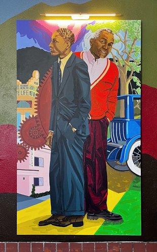 The portrait of Grant D. Venerable on the wall inside the entrance to Venerable House at Caltech.