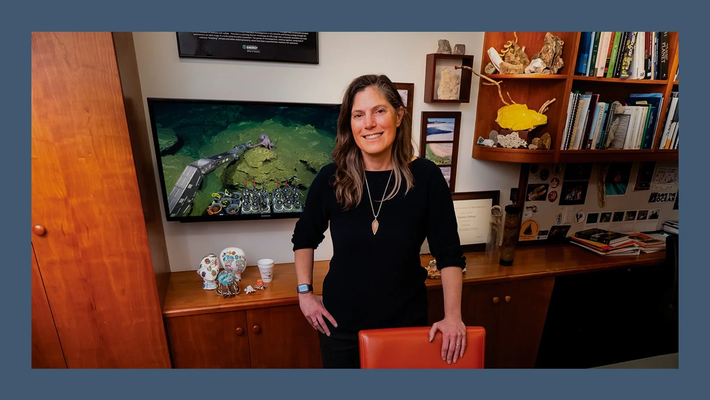 Professor Victoria Orphan in her office.