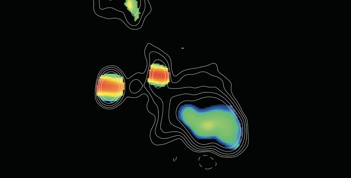 Radio contour image of a black hole with a bipolar jet.