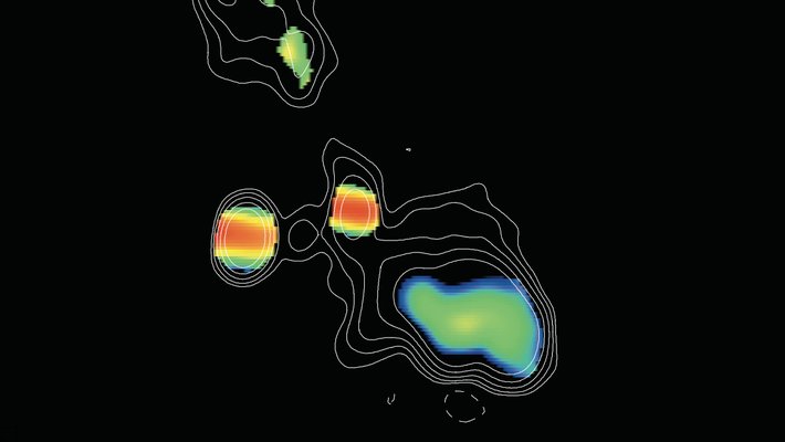 Radio contour image of a black hole with a bipolar jet.