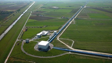 aerial photo of the Virgo Observatory