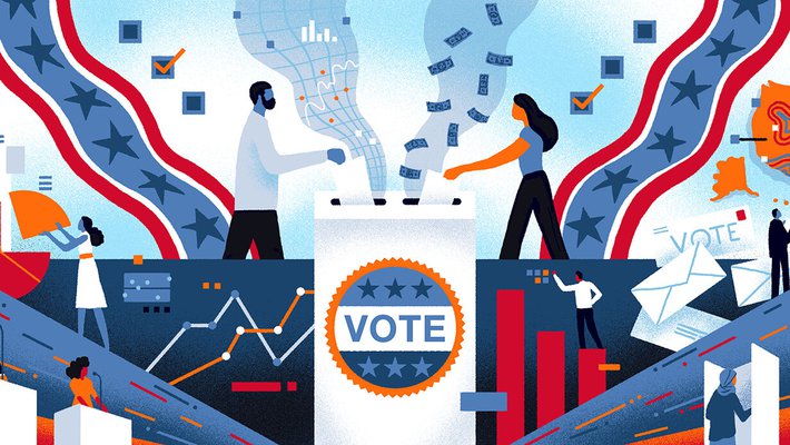 Graphic of people voting