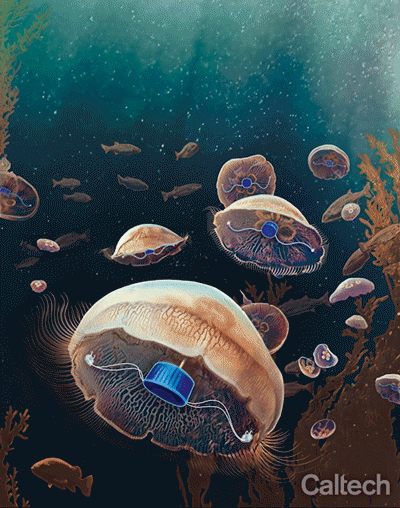 animated illustration of jellyfish with prosthetic