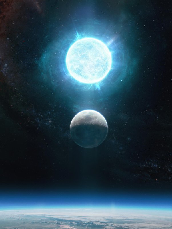 Illustration of the white dwarf in comparison to Earth's moon .
