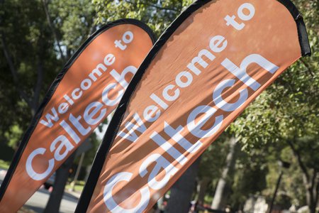 Welcome signs at Caltech's convocation ceremony