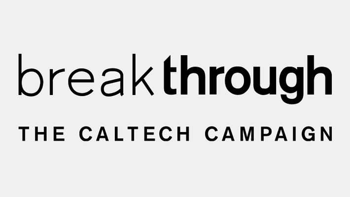 logo for the Caltech Break Through Campain, with black text on grey background