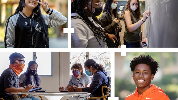 A four-photo collage of Caltech cohorts