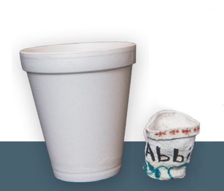 The styrofoam cup at right was crushed by intense pressure more than 1,000 meters below the surface of sea.