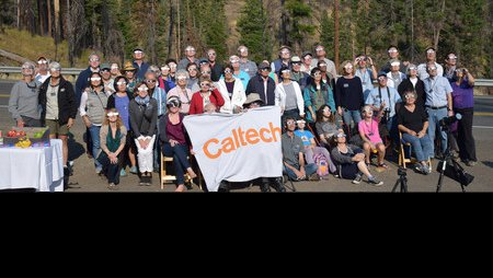 Caltech Associates President's Circle members watch the recent eclipse in Oregon.