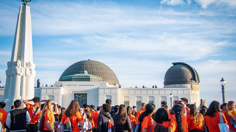 A group of students in front of Griffith Observatory