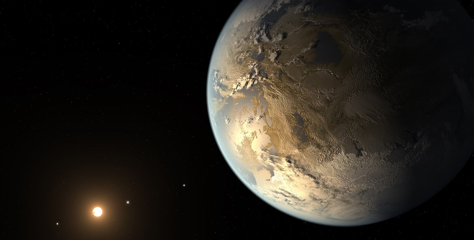 Artist's concept of an Earth-like planet in the habitable zone of its star.