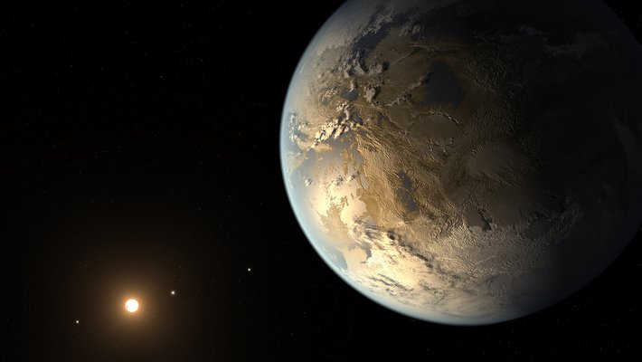 Artist's concept of an Earth-like planet in the habitable zone of its star.