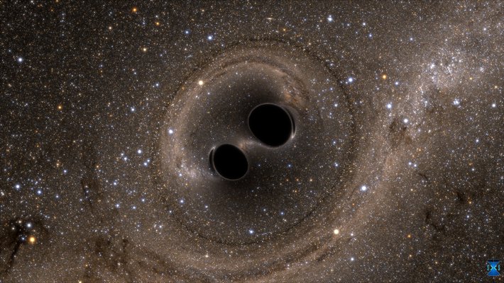 simulated picture of two merging black holes