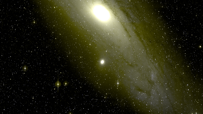 The Andromeda galaxy, as seen with the new PTF camera on the Samuel Oschin Telescope at Palomar Observatory
