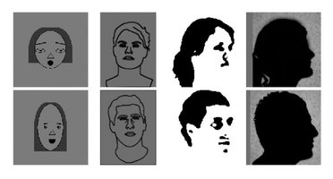 Black and white cartoon faces