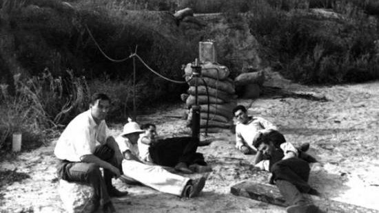 Photo: JPL rocketry pioneers test rocket engines in Pasadena's Arroyo Seco in 1936.