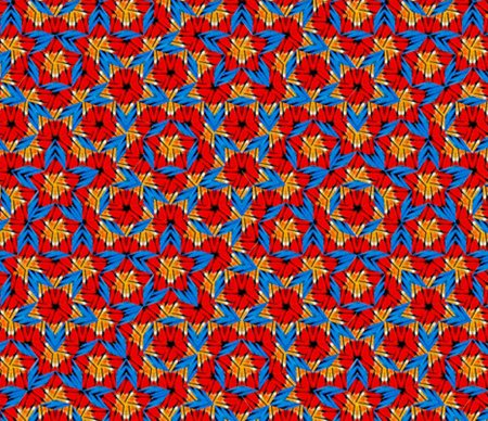 Colorful mosaic of repeating patterned tiles