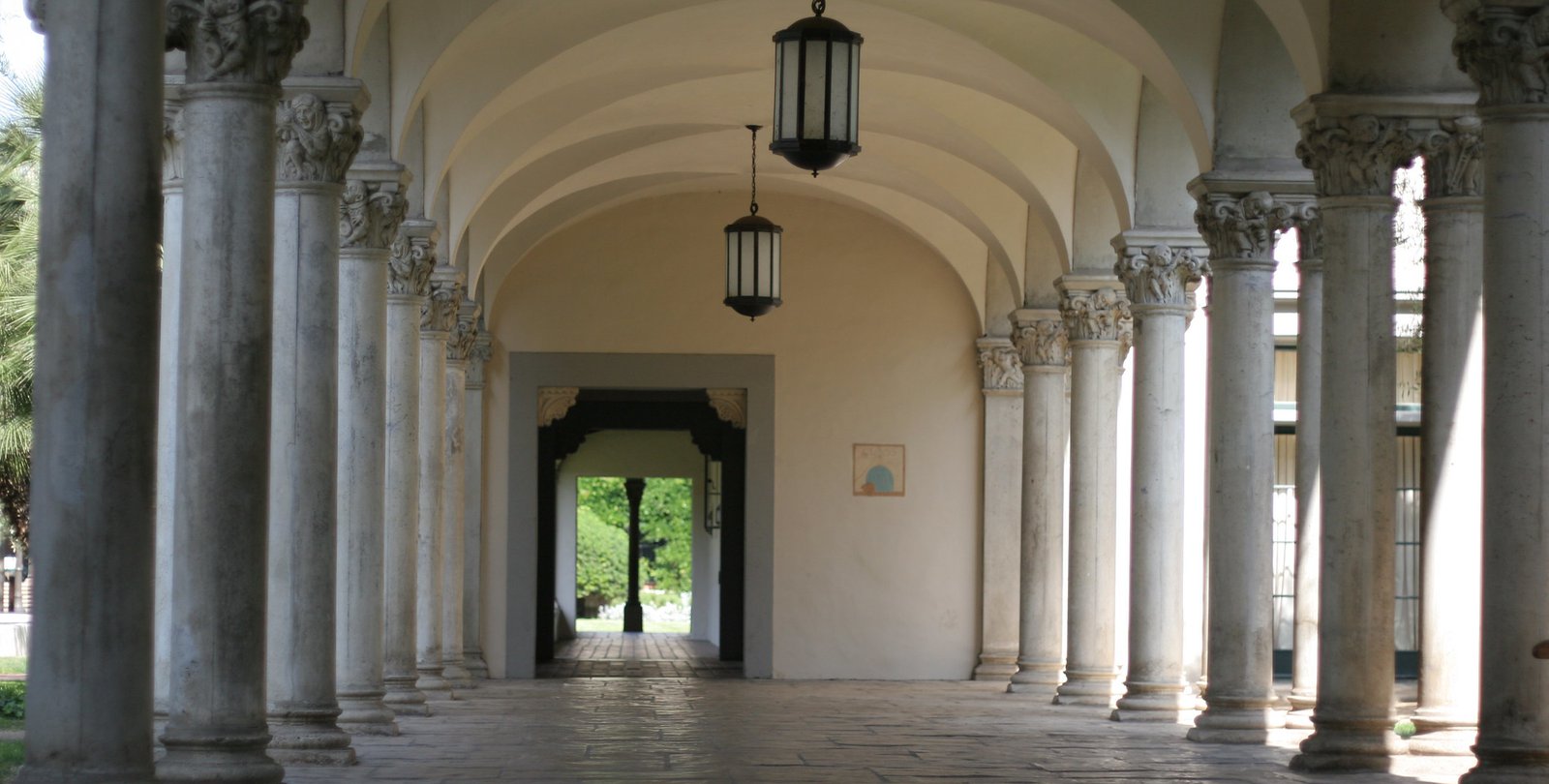 Columns along a covered walkway