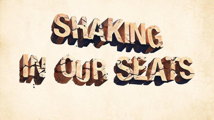 Shaking In Our Seats text in vintage block letters