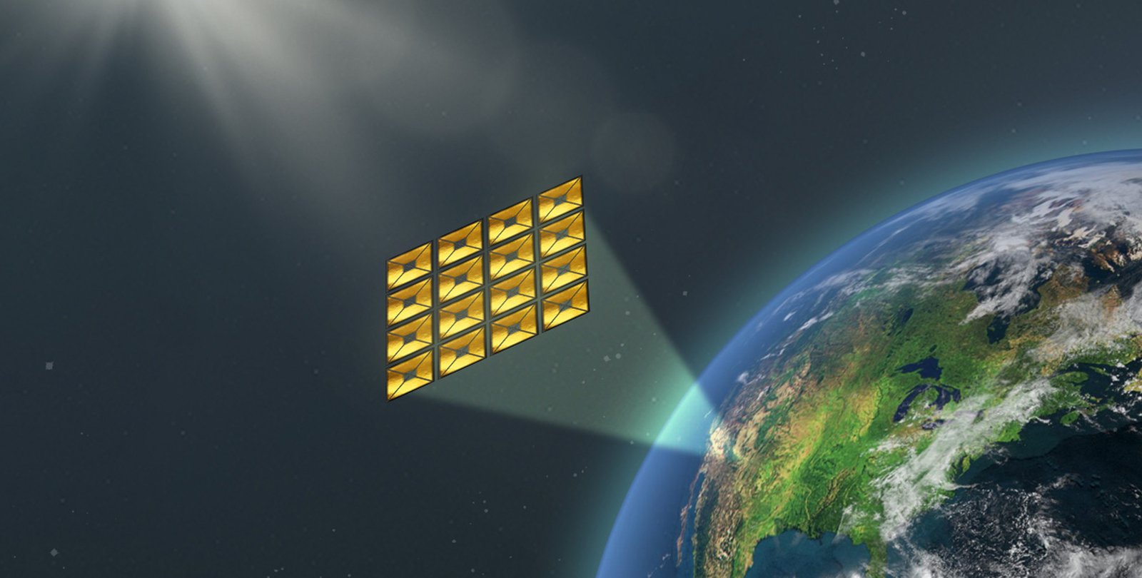 solar panels in space beaming energy to earth